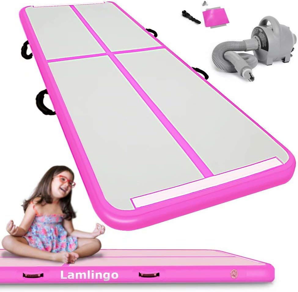 Lamlingo 2/3/4/5/6/7/8/9/10/11/12 Inflatable Gymnasium Mat Indoor Outdoor/Gym/Training/Gymnastics Mat Inflatable Air Runway Fitness Mat with 600W Electric Air Pump