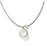 Joyfulmuze Rainbow Moonstone Labradorite Necklace, 925 Sterling Silver, Genuine Gemstone Pendant, Handmade Boho Minimal Jewelry, Natural Stone Daily Wear, Nickel Free Quality Gift for Women