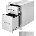 VEVOR Outdoor Kitchen Drawers 13" W x 20.5" H x 21" D, Flush Mount Double BBQ Access Drawers with Stainless Steel Handle, BBQ Island Drawers for Outdoor Kitchens or Patio Grill Station