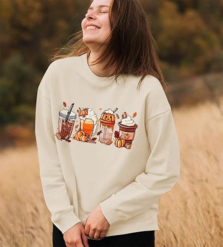CM C&M WODRO Women Halloween Pumpkin Coffee Shirt Long Sleeves