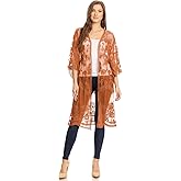 Anna-Kaci Floral Crochet Lace Cardigan for Women Beach Cover Ups Dress Kimono