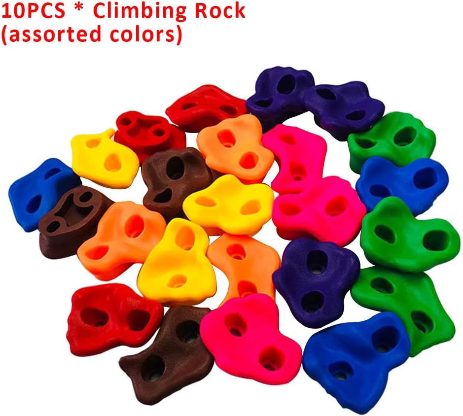 10pcs/Set Climbing Rocks. Plastic Climbing Stones Holds & Grips, for Climbing Frames, Tree Houses and Kids Climbing Walls