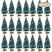 Sumind 72 Pieces Mini Christmas Trees Bottle Brush Trees Plastic Artificial Winter Sisal Mini Pine with Wooden Base Snow Frost Tree Tabletop Tree for Christmas Decoration Gift and Display