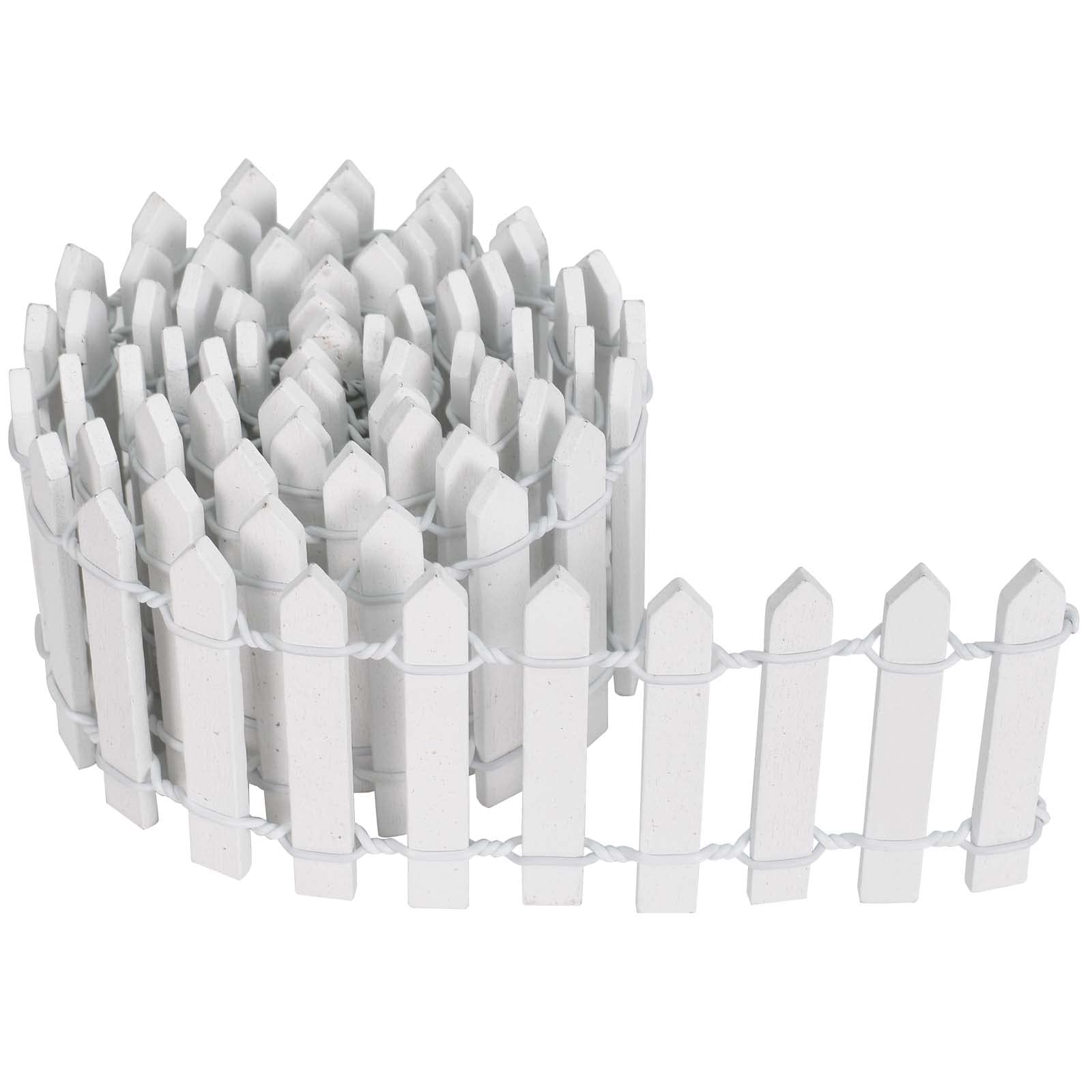 Miniature Wooden Fence White Mini Wooden Borders 90 x 5 cm Miniature Fence for Fairy Garden Terrarium Doll House Garden Bonsai Micro Landscape Accessories
