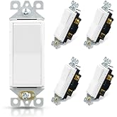 ELEGRP 3 Way Decorative Light Switch, 15Amp, 120-277 Volt, AC Decorator Rocker Paddle Wall Switch Replacement, Self-Grounding, Residential and Commercial Grade, UL Listed (5 Pack, Glossy White)