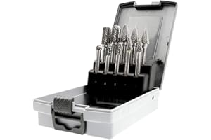 OSIDU Carbide Burr Set 10pcs Die Grinder Bits 1/2 Inch Cutting Burrs 1/4 Inch Shank Double Cut Carbide Rotary Burr Set for Die Grinder Drill,Metal Carving,Polishing,Engraving,Drilling