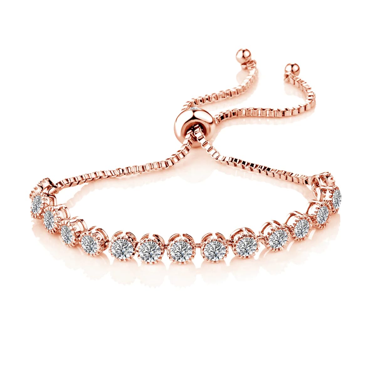 Philip Jones Rose Gold Plated Friendship Slider Bracelet with Zircondia® Crystals