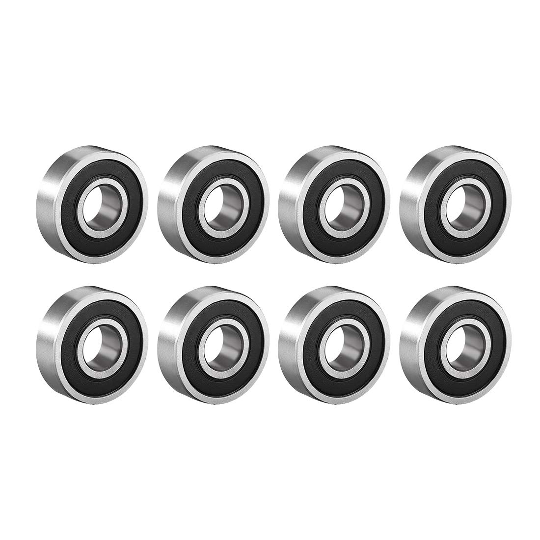 sourcing map 6000-2RS Deep Groove Ball Bearing 10mm x 26mm x 8mm Double Sealed High Carbon Steel Z1 Bearings 8pcs
