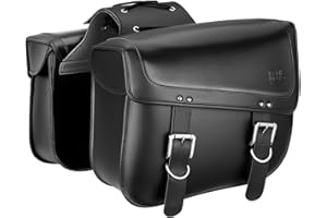 KEMIMOTO Motorcycle Saddlebags, 30L Large Capacity Saddle Bags Motorcycles, PU Leather Motorcycle Luggage Bag Fits for Sports