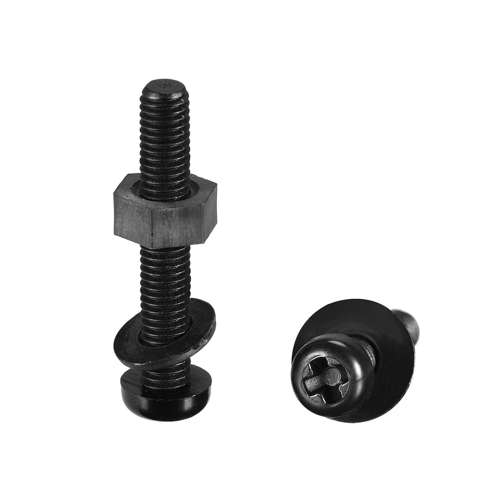 TOP-VIGOR 50Pcs M5x30mm Nylon Screw Nut Washer Assortment Kit, Round Head Machine Screw Bolt Nuts Flat Washers for Fixing Component, Industrial and Construction Fasteners, Black