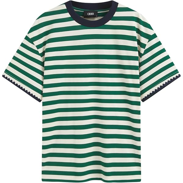 T-Shirts for Men Blue and White Horizontal Stripe Short Sleeve