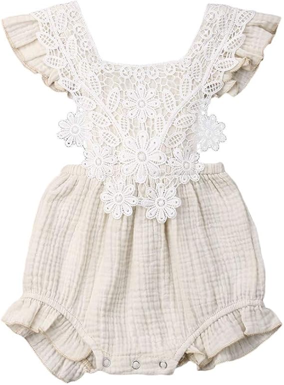 beige romper baby girl