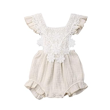 LEXUPE Baby Mädchen, Neugeborenes Baby MäDchen Spitze Floral Strampler Body Sleeeless Kleidung Outfits