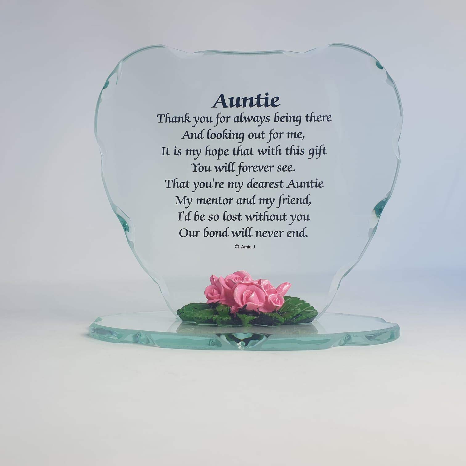 Special Auntie Lovely Glass Heart Shaped Plaque Gift with Beautiful Verse Keepsake Gift | Makes a Really Thoughtful Gift for Any Occasion, Birthday, Mothers Day, Wedding, Christmas Etc,