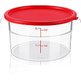 Ziliny 1 Pcs 2 Qt Dough Proofing Container with Lid and Red Scale, Red | Clear Round Food Storage Container, Food Grade Plastic, Easy Viewing Design, Airtight Lid, Dough Fermentation Kitchen Storage