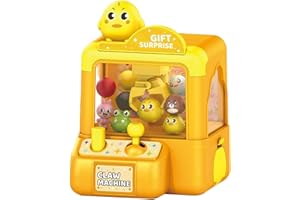GENERIC Animal Themed Mini Claw Machine Toy, 2026 Claw Machine with Cute Animal Prizes, Portable Home Arcade Games with Grabber Joystick, Funny Birthday Christmas Party Interactive Gifts (Yellow, One-Size)