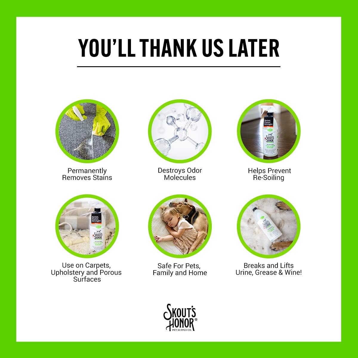 Skout’s Honor: Professional Strength Stain and Odor Remover - 35 oz. Trigger Spray Bottle - Deodorize and Clean Pet Stains, Dog Crates, Carpets, Furniture and Other Water-Safe Surfaces - Laundry Safe: Garden & Outdoor