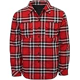 URBANJ Men's Quilted Lined Plaid Flannel Shirt Jacket Long Sleeve Winter Coat