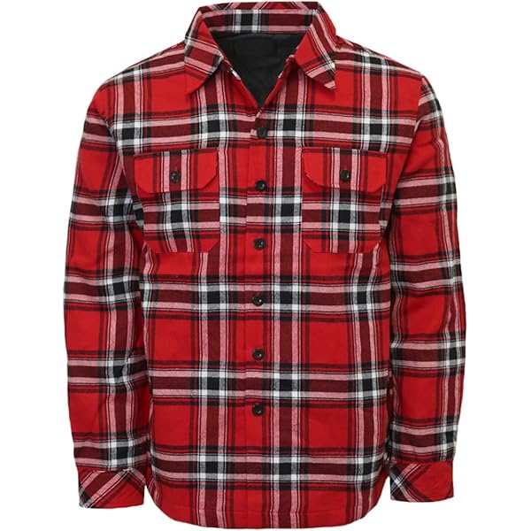 Amazon.com: AIRNINE Men's Heavy Weight Quilted Lined Plaid Flannel