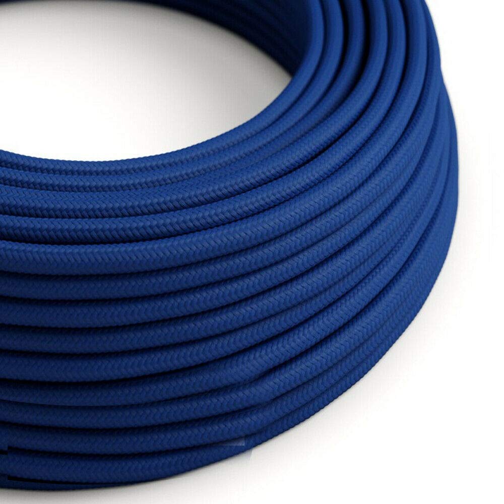 5Meters 3 Core Round Vintage Fabric Braided 0.75mm Flex Flexible Cable Electrical Wire for DIY Lamps Industrial Pendant Lights Lighting Appliances (Dark Blue - Round)