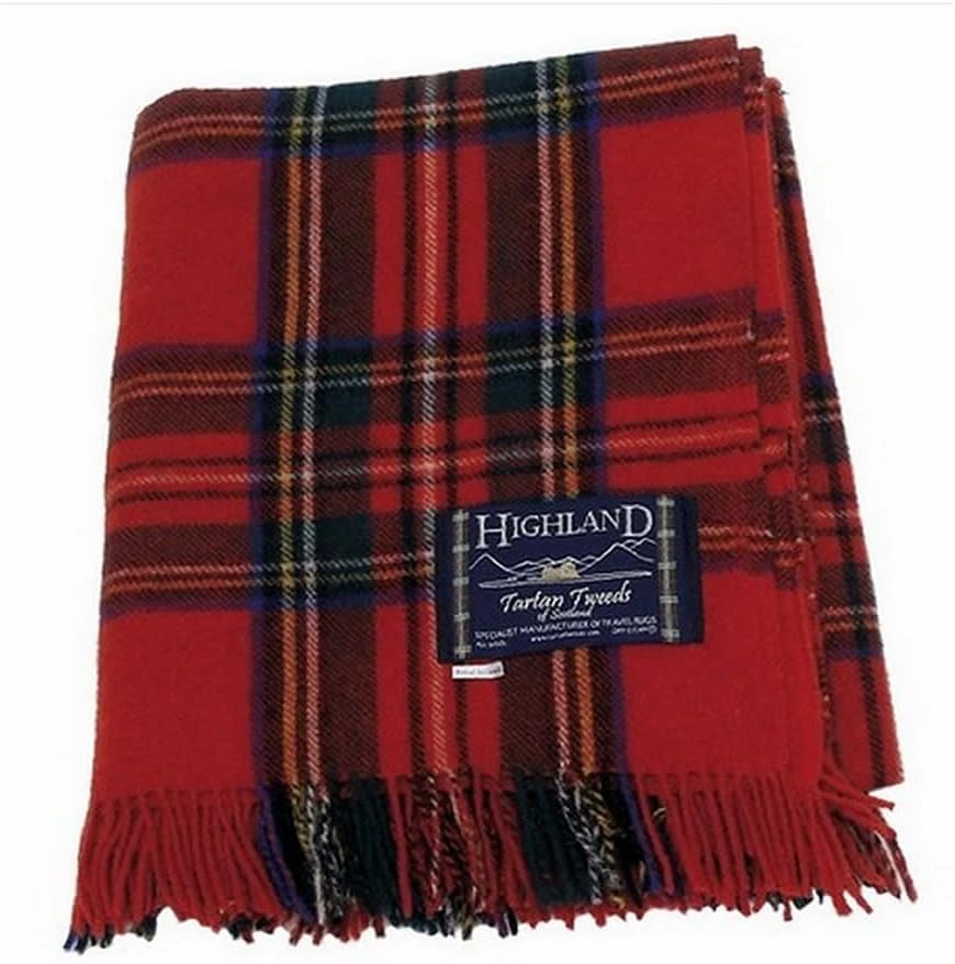 100% Scottish Wool Tartan Rug - Royal Stewart Picnic Blanket
