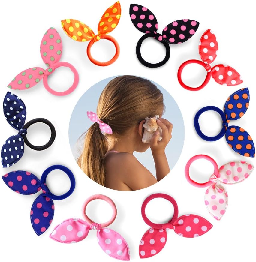 Himipopo 30 PCS Cute Girls Hair Tie Rabbit Ear Hair Ponytail Holder Terry Elastic Hair Band for Girl Women Baby Teen Kid Toddler Multi Color