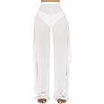 Jumppmile Women's Ruffle Sheer Mesh Swimwear Bikini Cover Up Pants See Through