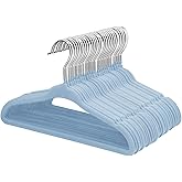 ManGotree Velvet Baby Clothes Hangers, Baby Toddler Kids Hangers with Swivel Hook, Notched Shoulder Design for Kids and Children Clothes (30 Pack, Blue)