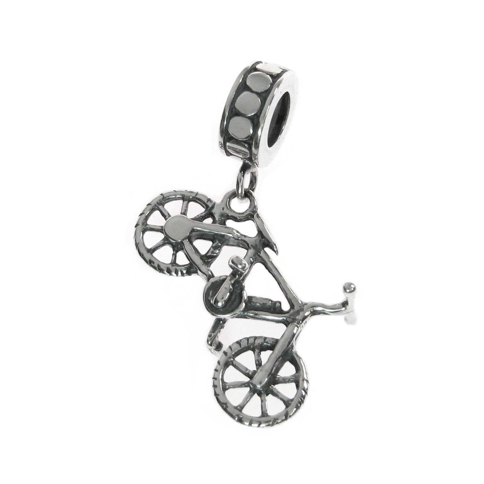 Queenberry Sterling Silver Bicycles European Style Dangle Bead Charm