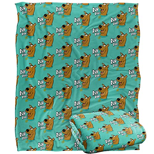 SCOOBY DOO! Ruh Roh Face Pattern Officially Licensed Silky Touch Super Soft Throw Blanket 152 x 127 cm