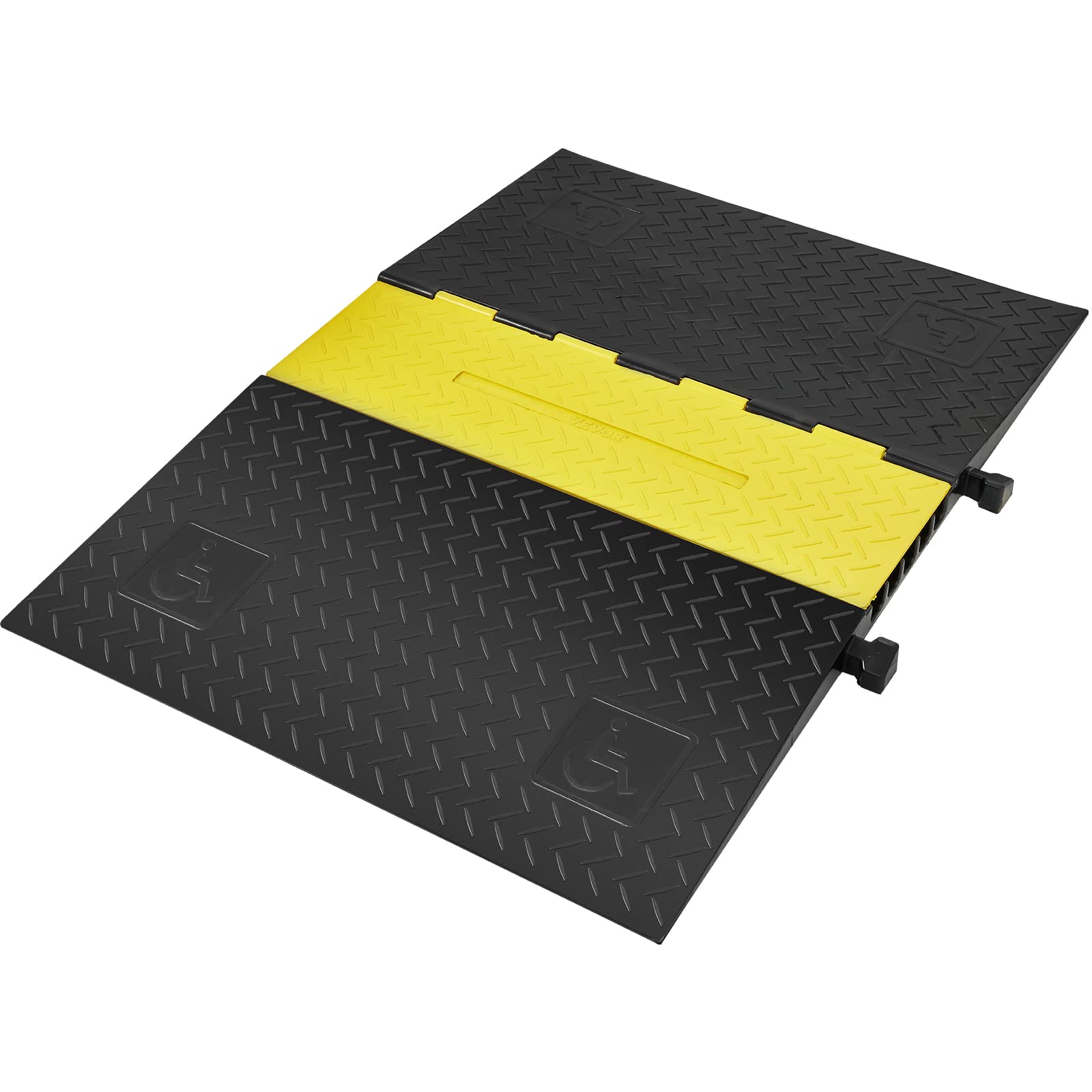 Photo 1 of VEVOR 5 Channel Rubber Cable Protector Ramp, Heavy Duty 22000 lbs/axle Capacity Wire Hose Cord Cover Ramp, ADA Compliant Driveway Road Hump, Traffic Speed Bump w/Flip-Open Top Cover