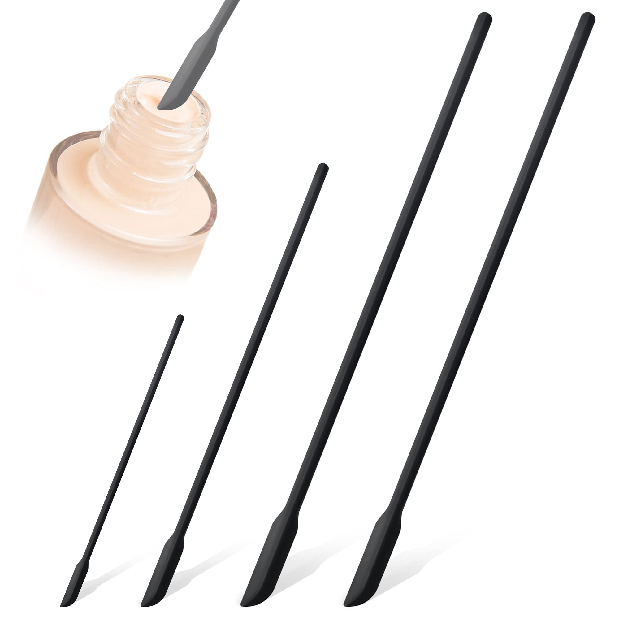 Silicone Spatula, Heat Resistant BPA Free Mini Silicone Spatula Set Long Handle for Cooking Baking, Seamless Cake Small Silicone Spatula Kitchen Utensils Kit Dishwasher Safe for Narrow Bottle, 4 Pcs