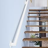 4FT White Industrial Iron Hand Railing, Wall Support Handle for Indoor Stairs &amp; Outdoor Decks, Non-Slip &amp; Rust-Resistant