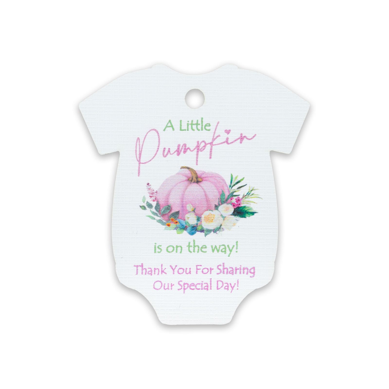 Summer-Ray 50pcs A Little Pumpkin is on the Way Baby Shower Thank You for Sharing Our Special Day Gift Tags (White Card with Pink Pumpkin)