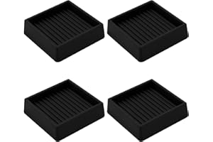 VOCOMO 2X2 Rubber Caster Cups, Non Slip Furniture Pads, Anti-Slip Furniture Gripper, Anti Skid Furnitures Feet, Anti Slide Floor Protector for Bed Couch Table Chair Stoppers - 4 Pack, Black