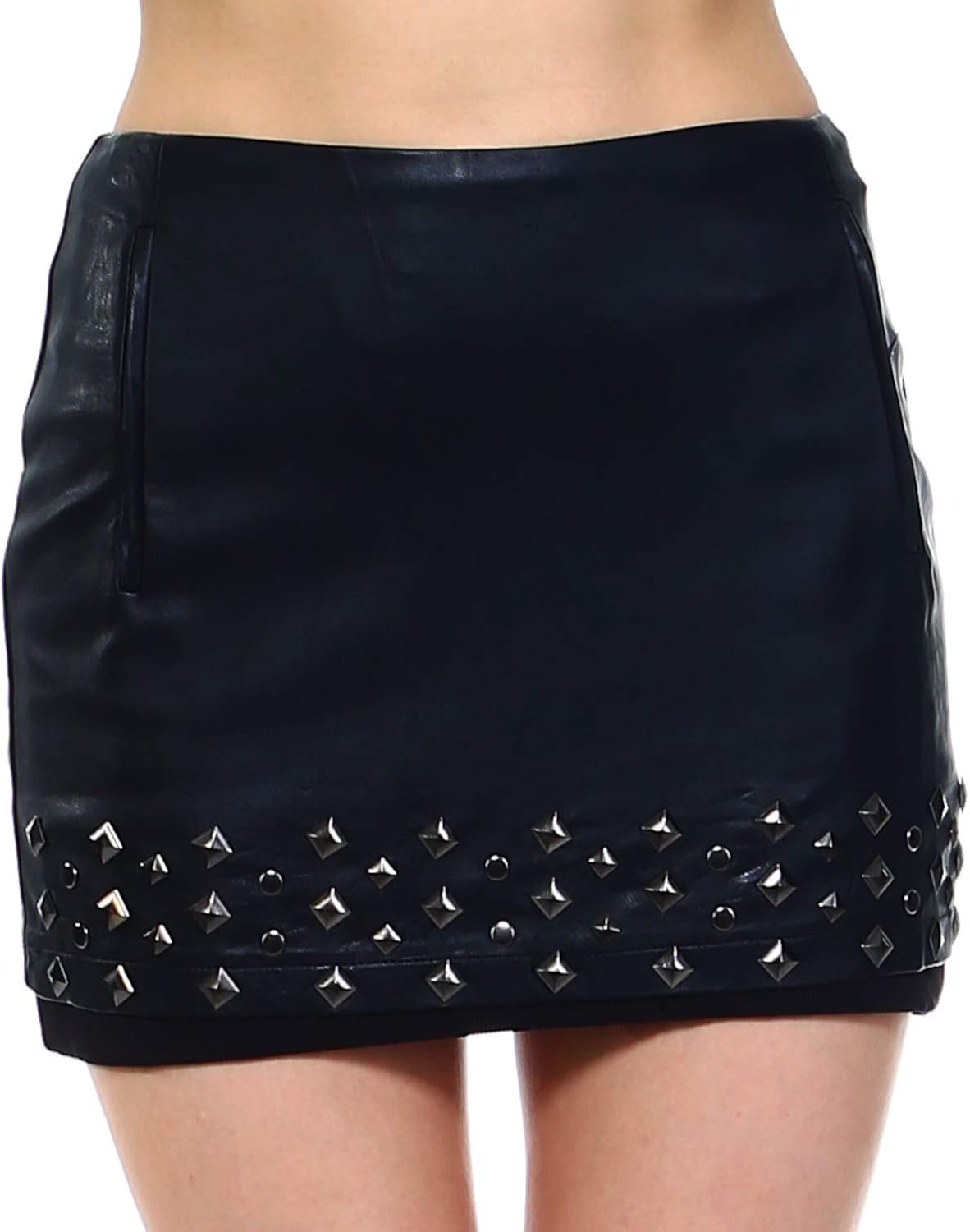 Fashionazzle Women's Casual High Waist Faux Leather Mini Skirt at