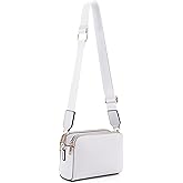 EVVE Crossbody Bags for Women Trendy Triple Zip Small Crossbody Camera Bag Purse with Wide Guitar Strap