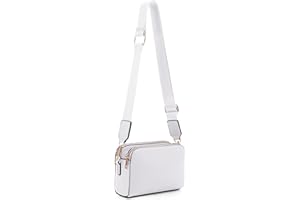 EVVE Crossbody Bags for Women Trendy Triple Zip Small Crossbody Camera Bag Purse with Wide Guitar Strap