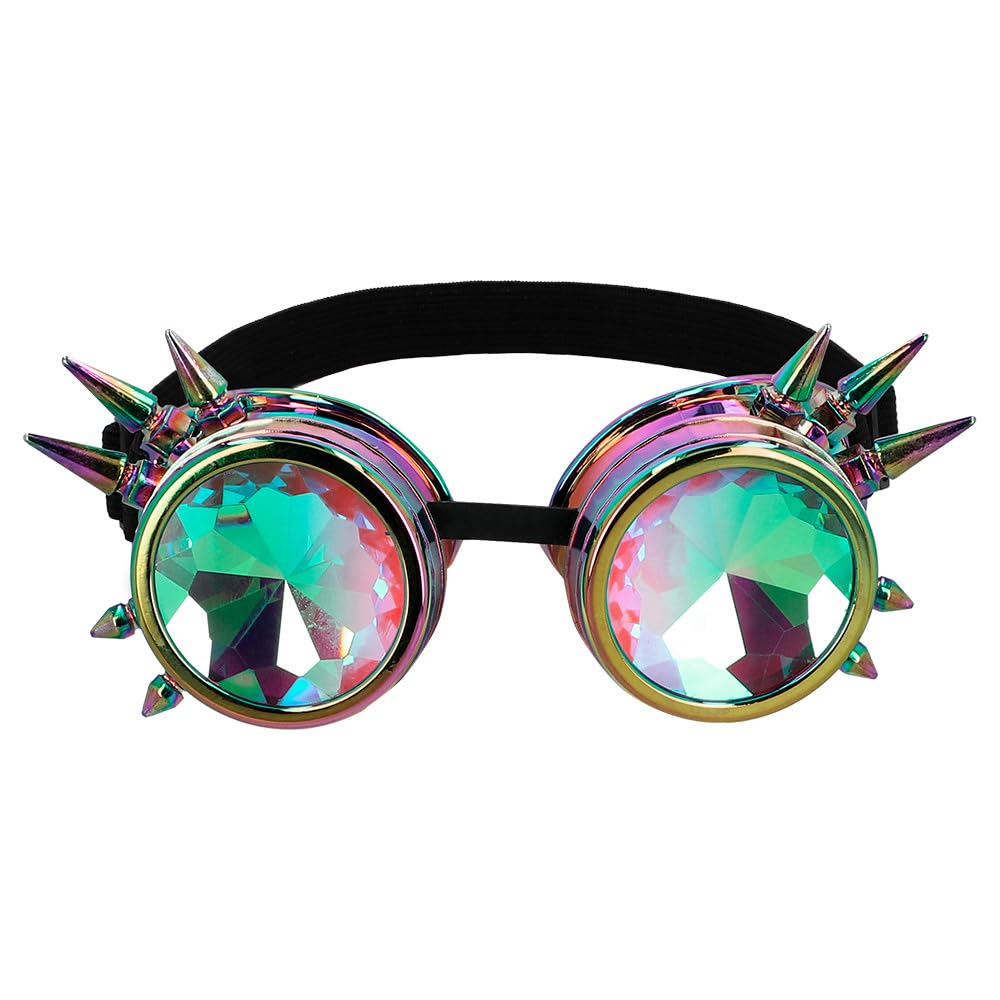 Boland Steampunk Holographic Glasses, Party, Kaleidoscope, Festival Fancy Dress Accessory, Carnival, Party, Novelty Glasses, Adult, One Size (Silver)