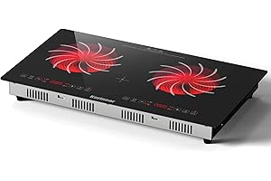 Karinear 2 Burners Electric Cooktop 110v, Portable Electric Stove top 24 Inch Countertop Burner, Radiant Ceramic Cooktop, Sensor Touch, Timer, Safety Lock