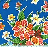 Oil Cloth Hibiscus Blue Fabric By The Yard