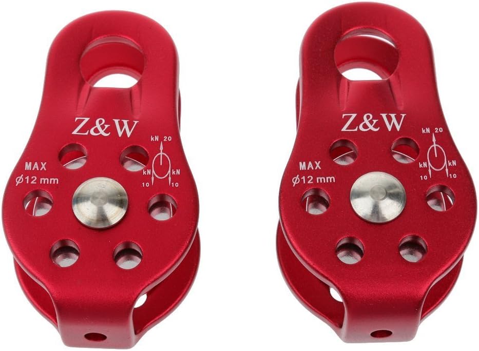 Yundxi 2 Pieces 20KN Fixed Side Climbing Pulleys Ball Bearing Micro Pulley Rappelling Rescue Safety Equipment