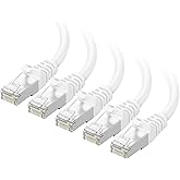 Cable Matters 10Gbps 5-Pack Snagless Shielded Cat 6A Ethernet Cable - 5ft, Cat 6A Cable, Cat6A Cord, Ethernet Cord, White