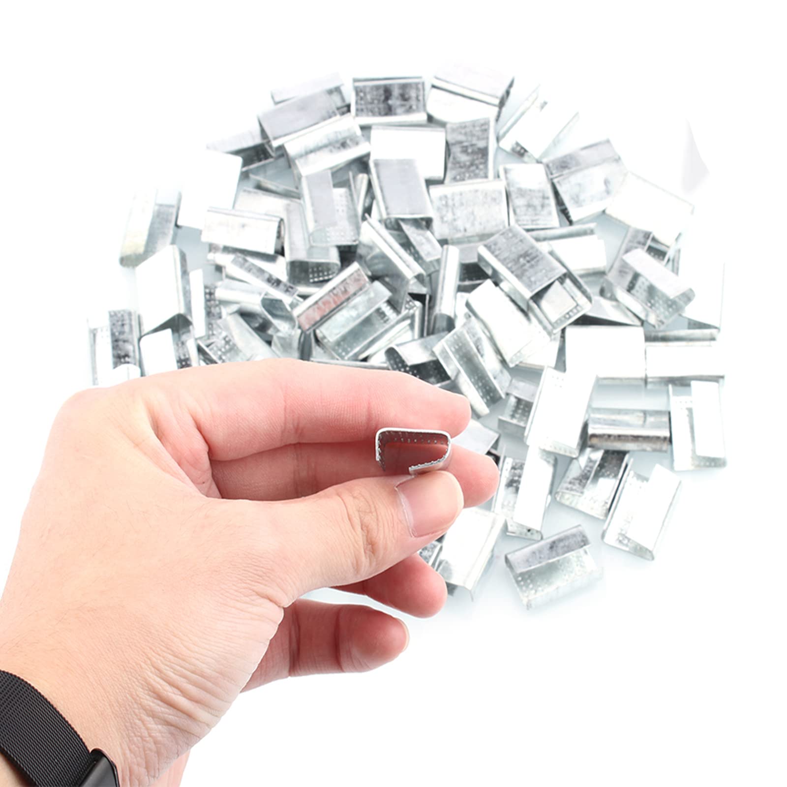 Anmas Power Packaging Open Serrated Seals 50pcs, Heavy Duty Open Metal Seals For 12mm/16mm/19mm Polyester(PET) Polypropylene(PP) Strapping