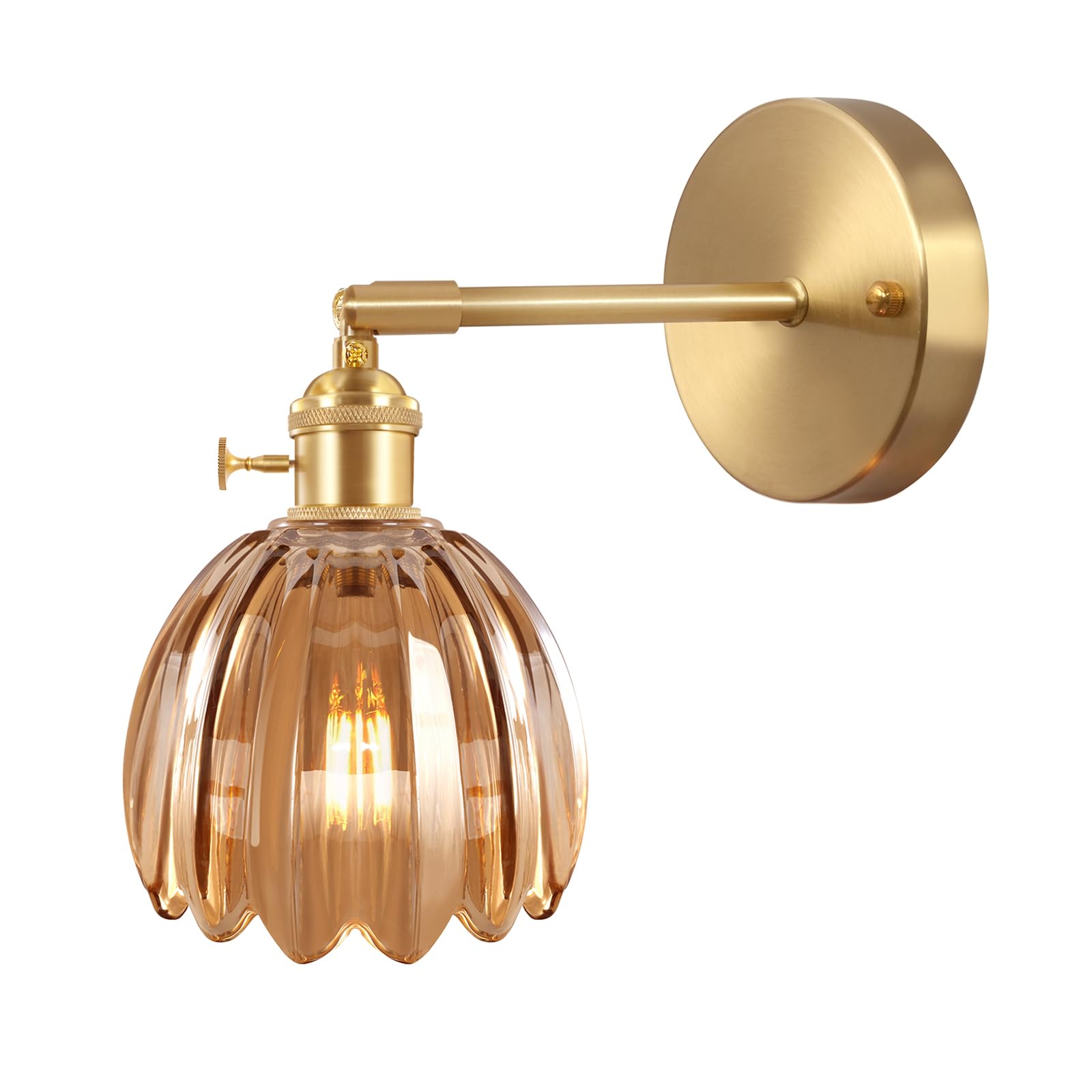 Shenmoyl Vintage Wall Sconces With Amber Tulip Glass Lampshade 180