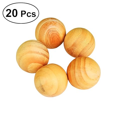 BESTONZON 20pcs/Pack Natural Cedar Wood Balls Moth Repellent for Drawers Storage Boxes Closets