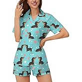 Dujiea Women Pajamas Sets Short Sleeve Sleepwear, Soft Satin Button Down Lounge Wear Set 2 Piece Pjs Shorts Set XS-2XL