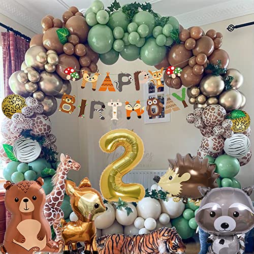FUBABCO Birthday Decoration 1 Year Boy Girl Jungle Animal Balloons Jungle Party Kids First