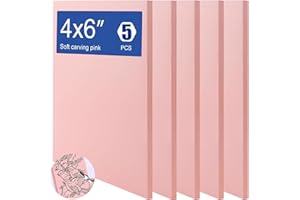 MCHKJ Linoleum Blocks for Printmaking, Pink Rubber Stamp Carving Blocks Rubber Carving Blocks Linocut Block for Stamp Maker Printmaking Supplies (Pink - 5 Pack)