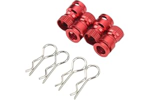 RC Body Mounting Pillar Hole Locator, 17.7x9.9mm, Aluminum Alloy and Steel, 4-Piece Set for RC Car Shell, Red, Magnetic Desig